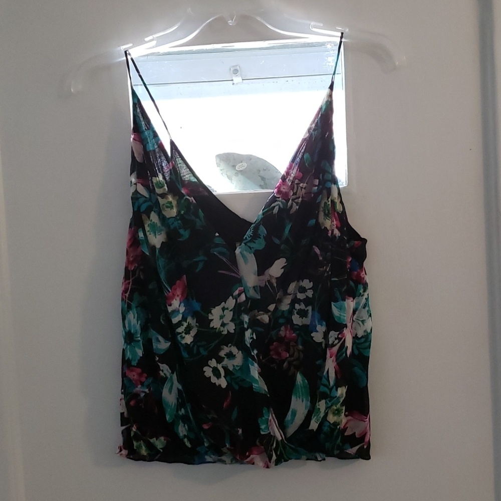 Flowered chiffon tank